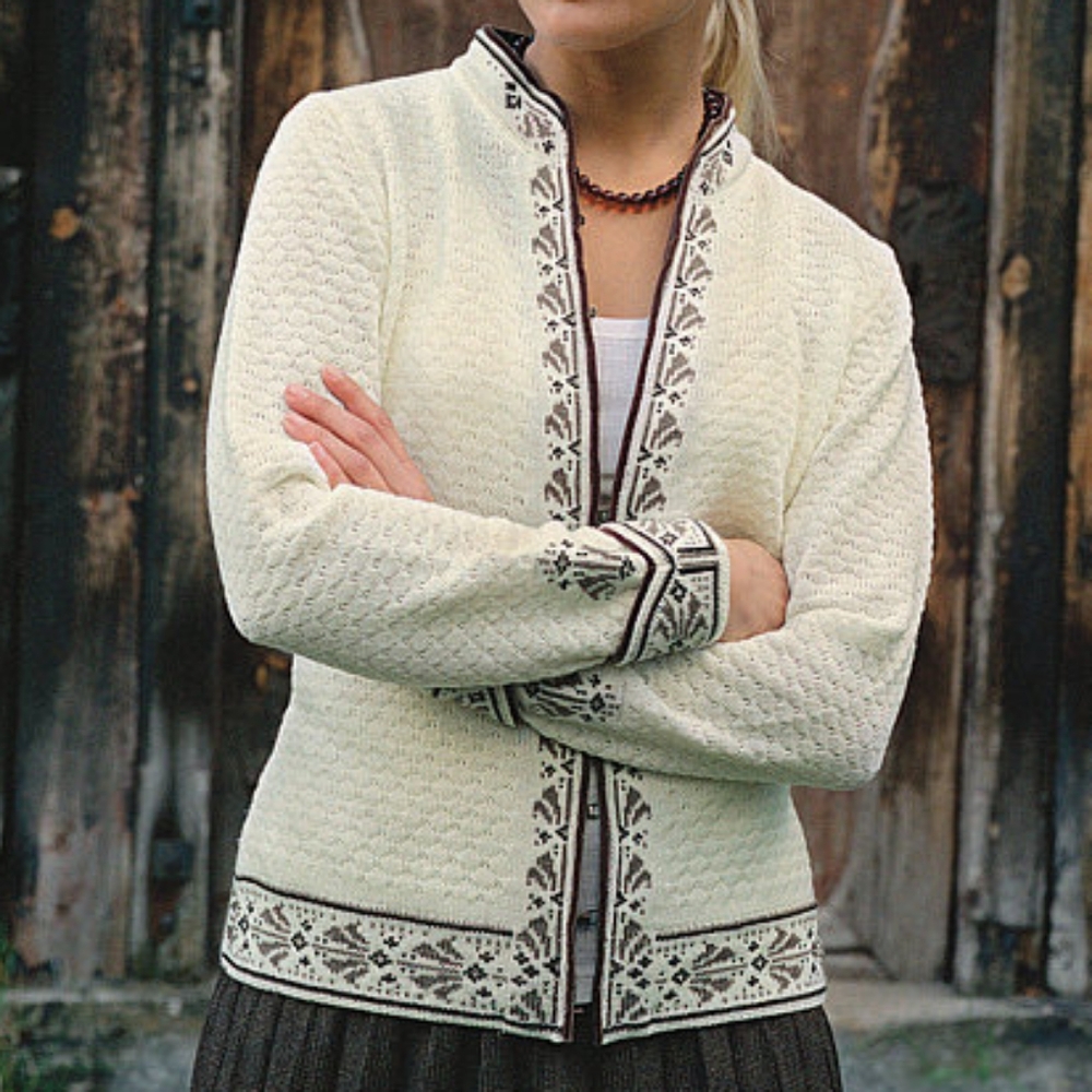 Dale of Norway Cream and Brown Nordic Cardigan Sweater